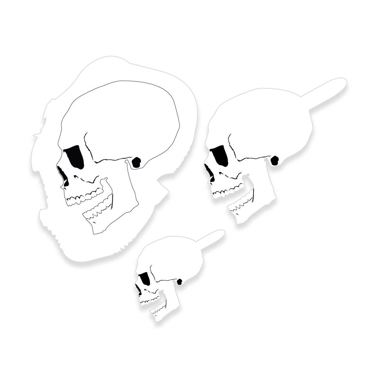 Custom Shop Airbrush Stencil Skull Design Set #6 (3 Different Scale Sizes) - 3 Laser Cut Reusable Templates